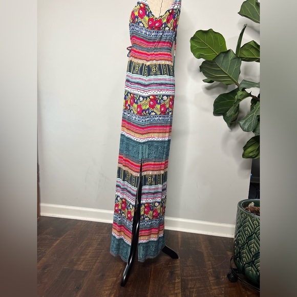 MINKPINK multicolor floral size small halter neck dress drawstring waist viscose - Picture 5 of 11